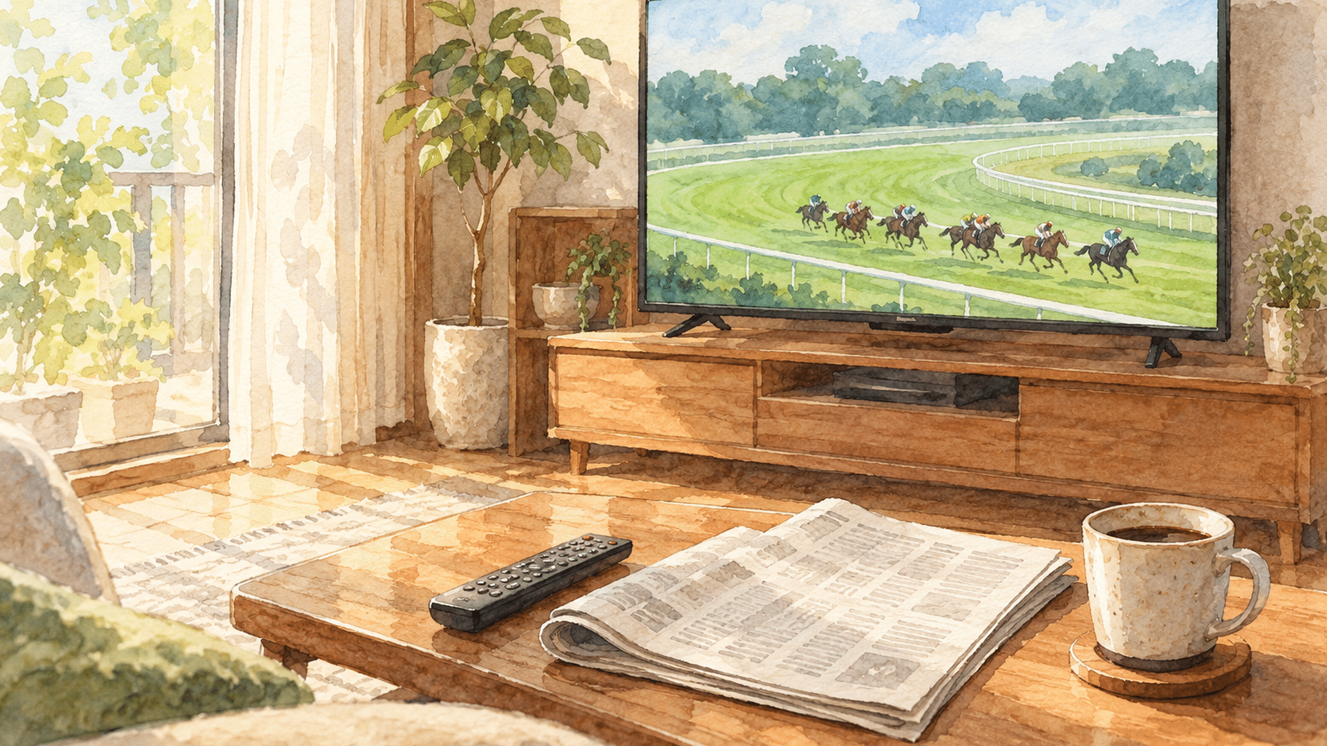 自宅で競馬観戦の準備をするイメージ